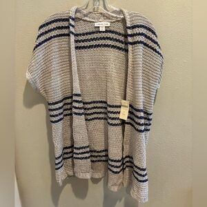 Coldwater Creek Gray and Navy Striped Cardigan